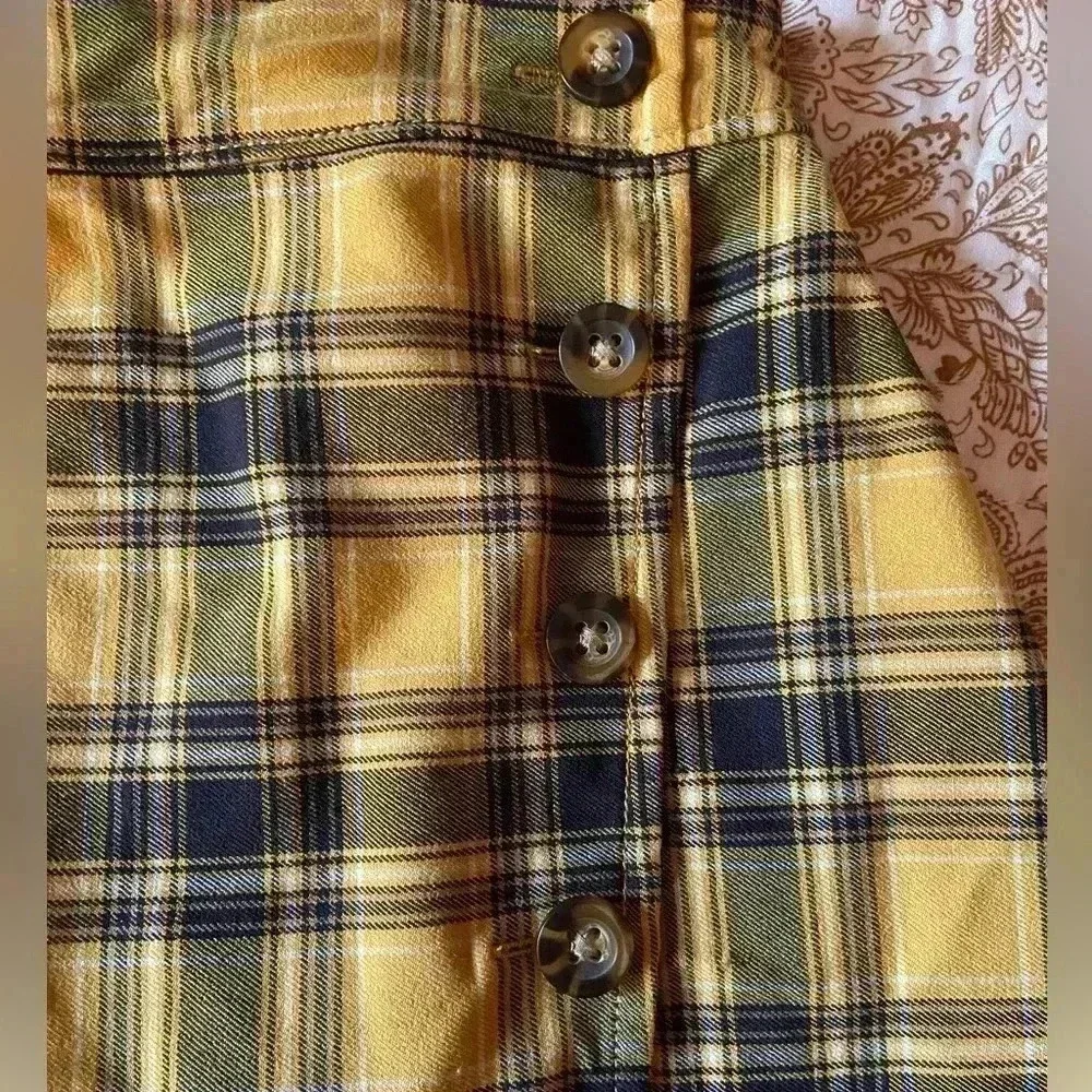Hollister Women’s Small Y2K Preppy Yellow and Black Plaid Mini Skirt